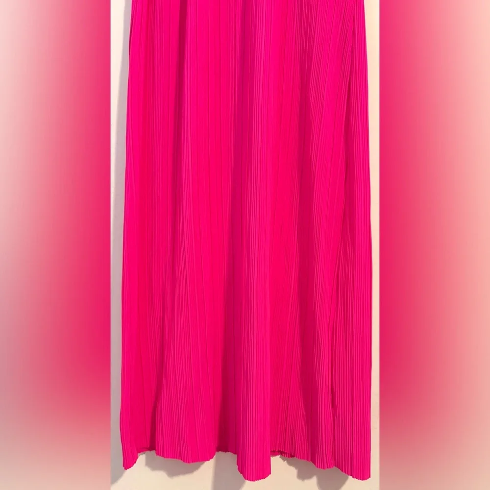 NWT Womens A New Day Hot Pink Pleated Halter Neck Thin Breathable Dress Sz Large - Picture 3 of 15